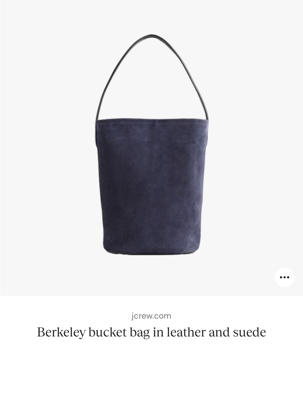 JCREW Berkeley Suede Bucket Bag in Deep Navy LEATHER AND SUEDE